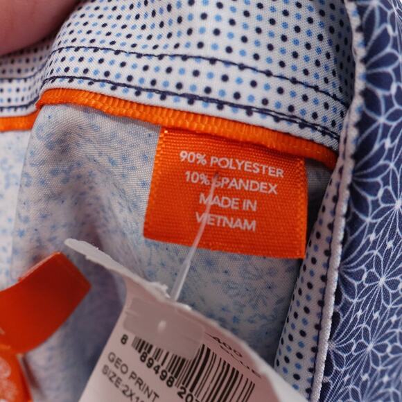 NEW! Tallia Shirt Mens 2XL Blue Geo Print Long Sleeve Button Up Performance - G3 - Picture 9 of 10